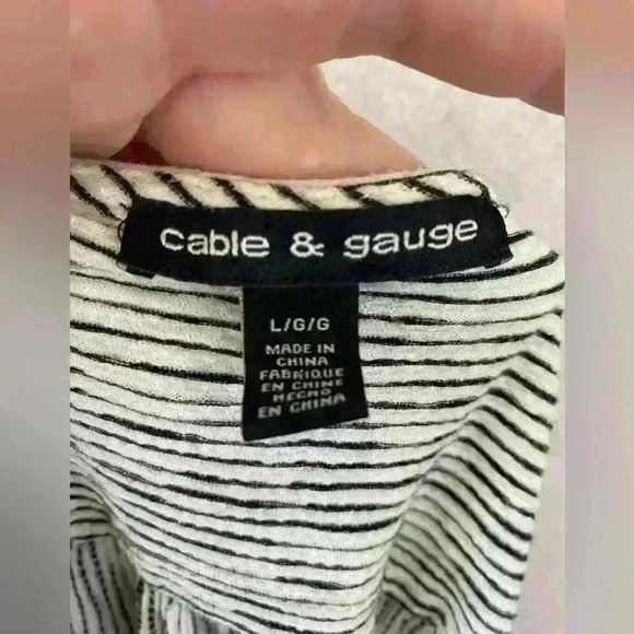 Cable & Guage Women's Black and White Short Sleeve Button Up Shirt Size L - Picture 4 of 11
